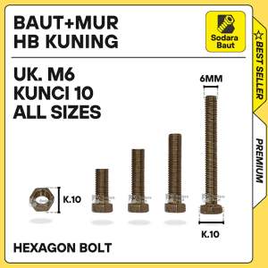 Mur baut m6 kuning / buat hexabolt